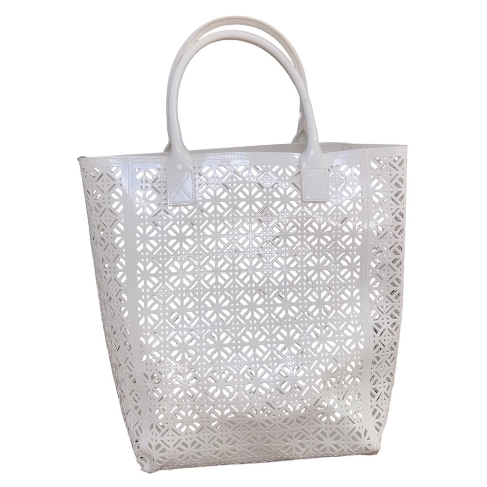 TORY BURCH Laser Cut White PVC Tote